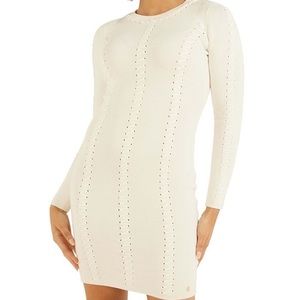 Guess : Letitia suede  laced sweater white dress